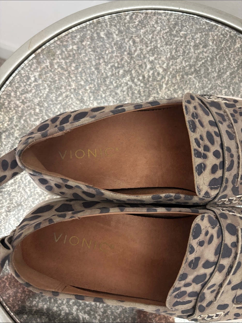 Vionic Taupe and Black Leopard-Print Slip-On Loafers - Picture 3 of 6